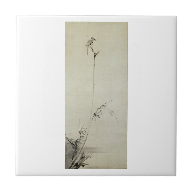 Azulejo De Cerâmica Pintura por Miyamoto Musashi, C. 1600's (Frente)