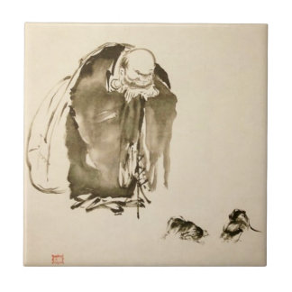 Azulejo De Cerâmica Pintura por Miyamoto Musashi, C. 1600's