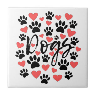 Azulejo De Cerâmica Pintura preta imprime tipografia de corações ver