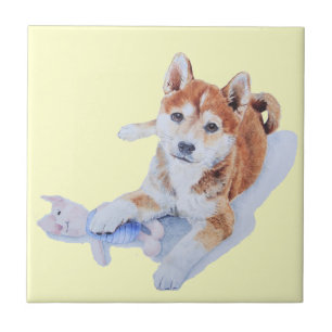 Azulejo De Cerâmica pintura retrato de animais de estimação de um ca