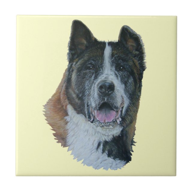 Azulejo De Cerâmica pintura retrato de animais de estimação de um cão  (Frente)