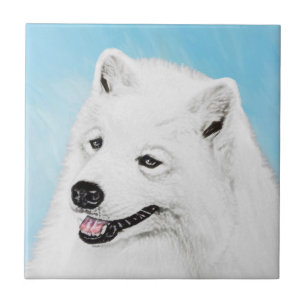 Azulejo De Cerâmica Pintura Samoyed - Arte Cachorosa Original