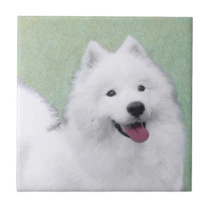 Azulejo De Cerâmica Pintura Samoyed - Arte Cachorra Original