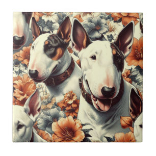 Azulejo De Cerâmica Pintura sem costura da Bull Terrier