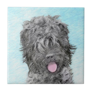 Azulejo De Cerâmica Pintura Terrier russa negra - Cachorro original bo
