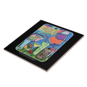 Azulejo De Cerâmica Pintura tropical da sala de estar de cocktail de