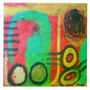 Azulejo De Cerâmica Pintura Única de Acrilico Abstrato