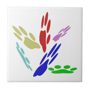 Azulejo De Cerâmica Pinturas De Pata De Cão Com Bolinhas