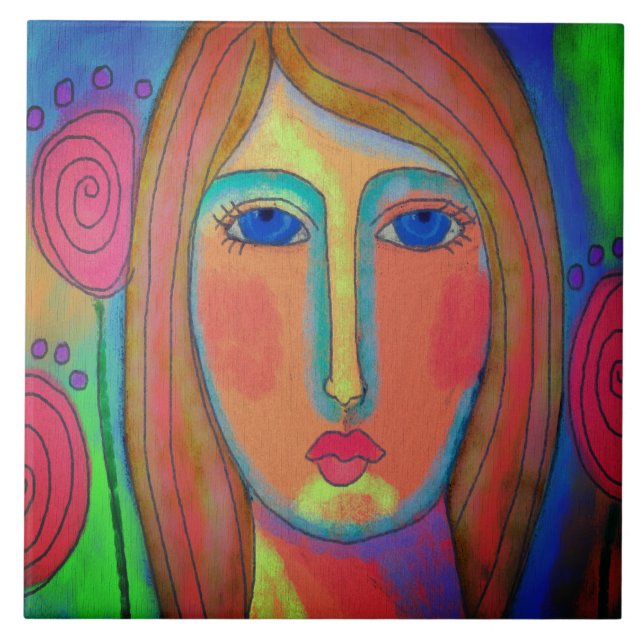 Azulejo De Cerâmica Pinturas, pintura digital Abstrato (Frente)