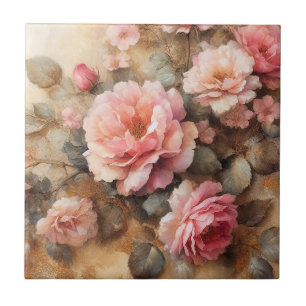 Azulejo De Cerâmica Pinturas Rosa Esbranquiçadas Pintura Pintura