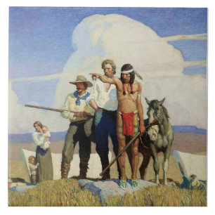 Azulejo De Cerâmica Pioneiros Western Art pelo NC Wyeth