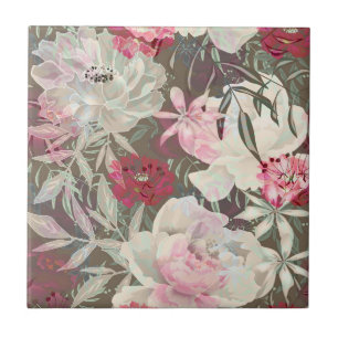 Azulejo De Cerâmica Pionies rosa flores de rosa jardim de flores buquê
