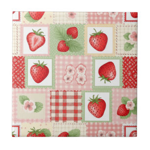 Azulejo De Cerâmica Piquenique de Patchwork de Morango (3)