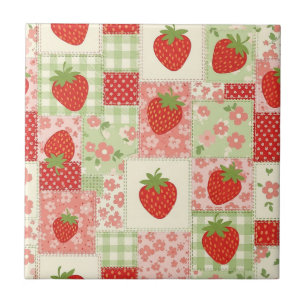 Azulejo De Cerâmica Piquenique de Patchwork de Morango (4)