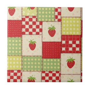 Azulejo De Cerâmica Piquenique de Patchwork de Morango (5)