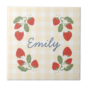 Azulejo De Cerâmica Piquenique Personalizado do Partido Strawberry Ber