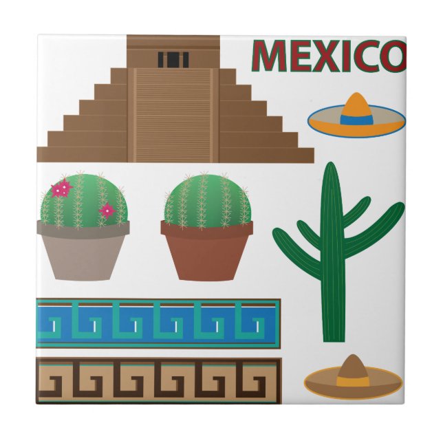 Azulejo De Cerâmica pirâmide mexicana (Frente)