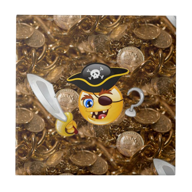 Azulejo De Cerâmica pirata do tesouro emoji (Frente)