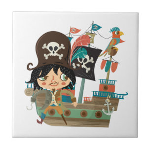 Azulejo De Cerâmica Pirata e navio de pirata
