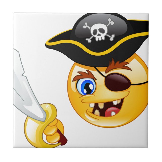 Azulejo De Cerâmica pirata emoji (Frente)