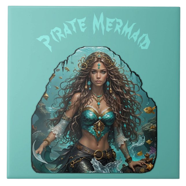 Azulejo De Cerâmica Pirata - Sereia Lady Thunder_Cove (Frente)