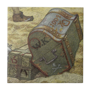 Azulejo De Cerâmica Piratas Antigos, William Kidd Enterrando Tesouro