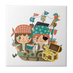Azulejo De Cerâmica Piratas com tesouro