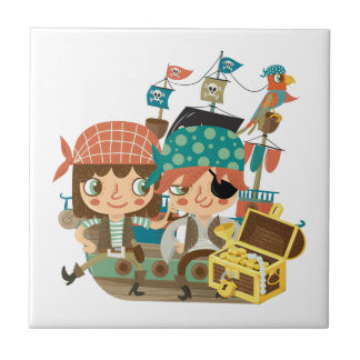 Azulejo De Cerâmica Piratas com tesouro