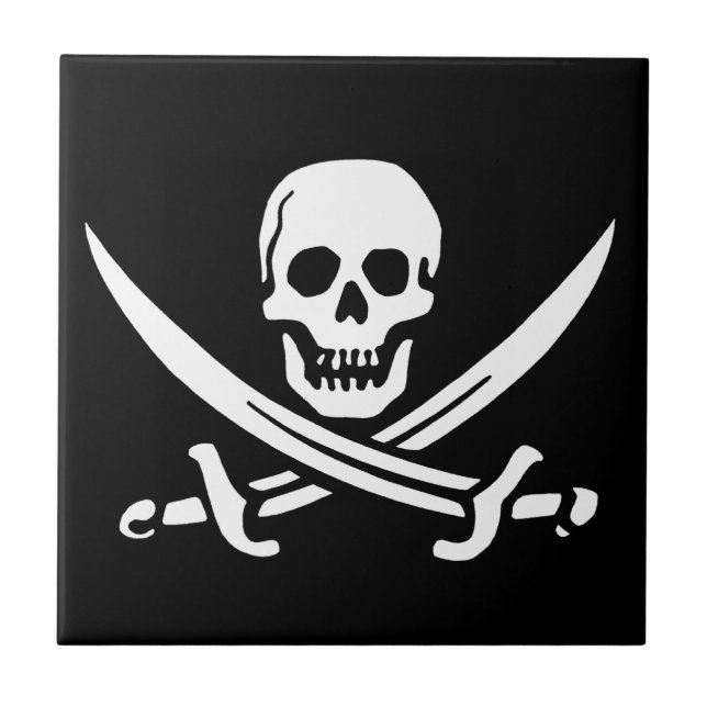 Azulejo De Cerâmica Pirate Jolly Roger Skull (Frente)