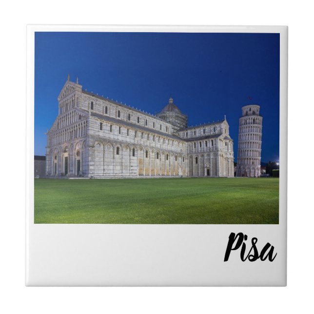 Azulejo De Cerâmica Pisa Leanding Tower Night Panorama Itália Gift (Frente)