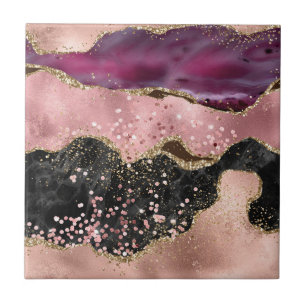 Azulejo De Cerâmica Piscar a cinzenta Dourada preta Marmoreada