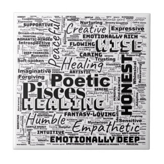 Azulejo De Cerâmica Pisces Zodiac Word Cloud Inspirational Photo Tile