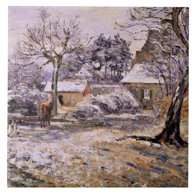 Azulejo De Cerâmica Pissarro - Neve em Montfoucault (Frente)