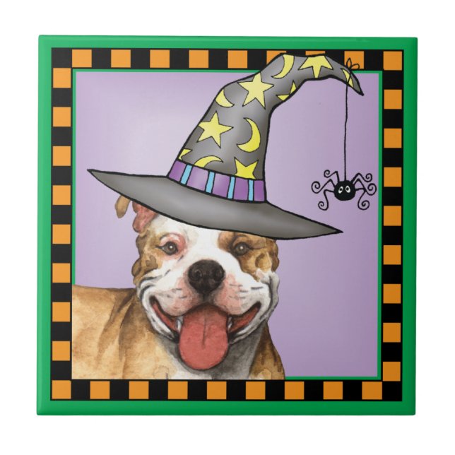 Azulejo De Cerâmica Pit Bull Witch (Frente)