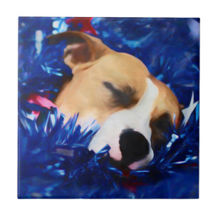 Azulejo De Cerâmica Pitbull americano Terrier do cão patriótico dos