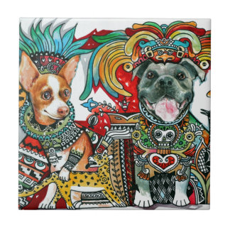 Azulejo De Cerâmica Pitbull e chihuahua