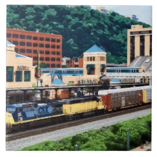 Azulejo De Cerâmica Pittsburgh PA - Trem Passando pelo Station Square