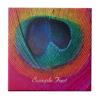 Azulejo De Cerâmica PixDezines Psychedelic Peacock, framboesa