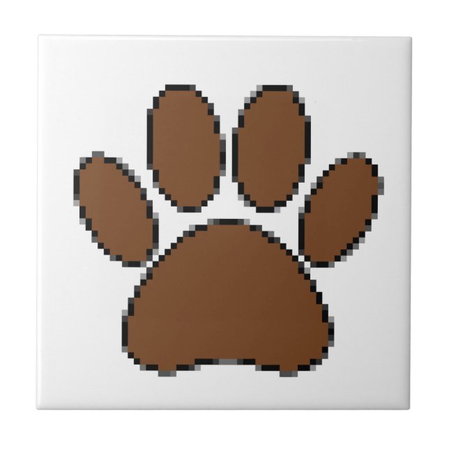 Azulejo De Cerâmica Pixel Dog Paw Print (Frente)