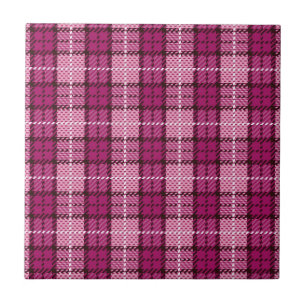 Azulejo De Cerâmica Pixel Plaid_Magenta-Black