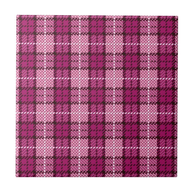Azulejo De Cerâmica Pixel Plaid_Magenta-Black (Frente)