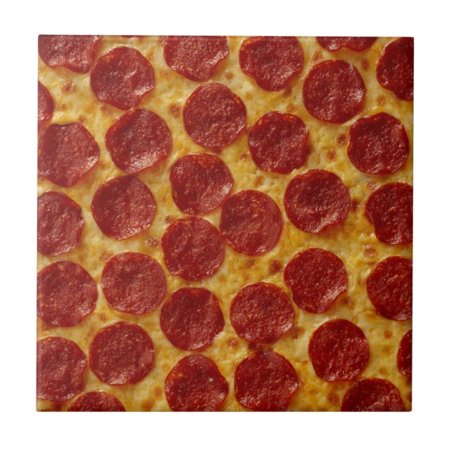 Azulejo De Cerâmica Pizza de Pepperoni (Frente)