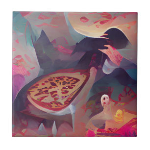 Azulejo De Cerâmica Pizza fantasia escura mundial gráfica abstrato art