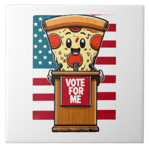 Azulejo De Cerâmica pizza patriótica vote em mim