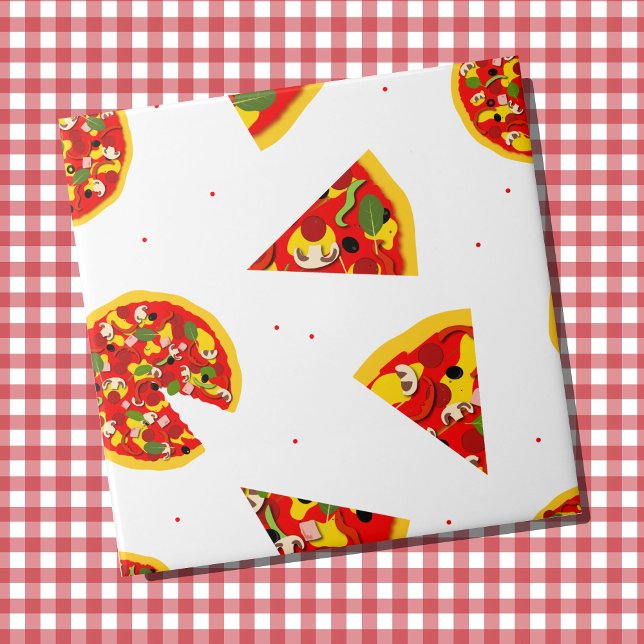 Azulejo De Cerâmica Pizza Slices Modernas Pizzaria (Pizza patterned ceramic wall tile)