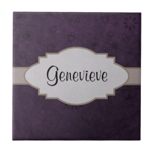 Azulejo De Cerâmica Placa de Abstrato Floral Retro-Roxo