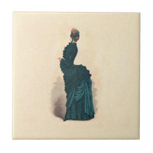 Azulejo De Cerâmica Placa de Moda Vitoriana Antiga: Vestido com Arrast
