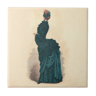 Azulejo De Cerâmica Placa de Moda Vitoriana Antiga: Vestido com Arrast