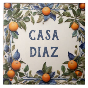 Azulejo De Cerâmica Placa de Nome da Alfândega de Laranjas Espanholas