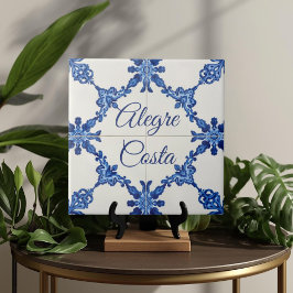 Azulejo De Cerâmica Placa de Nome de Casa Personalizada Azul Azulejo
